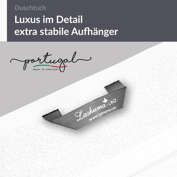 Lashuma Duschhandtuch weiß 70x140 cm, Linz Badetuch Gross, Frottee Duschtuch Hotelqualität