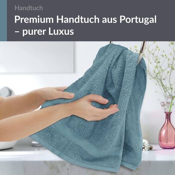 Lashuma saugstarkes Fitnesstuch 50x100 cm, Linz Duschhandtuch Blau - Taubenblau Baumwolle