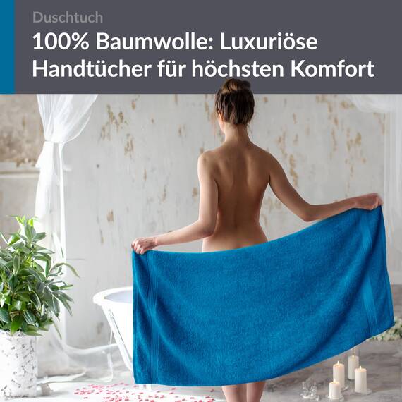 Lashuma 100% Baumwolle Duschtuch Blau - Petrol, Linz Premium Herren Badetuch 70x140 cm