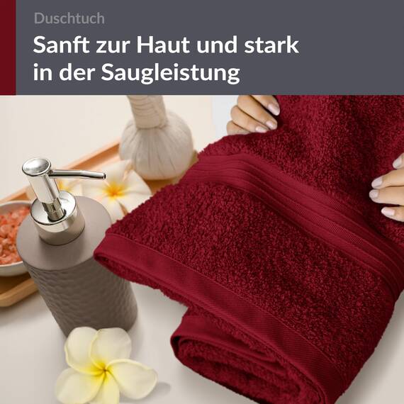 Lashuma Wellness Handtuch Dame 70x140 cm,Linz Liegetuch für Liegestuhl Rot - Rubin