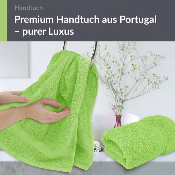 Lashuma Handtuchset Grün - Apfel, Linz 2X Gesichtshandtuch 50x100 cm, Frottee Handtücher