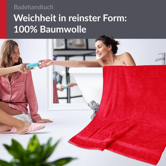 Lashuma sehr großes Badehandtuch Frauen, Linz Strandtuch XXL Badetuch 100x150 cm Rot - Scharlach