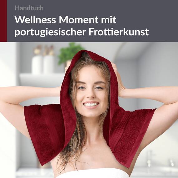 Lashuma saugstarkes Frotteehandtuch Rot - Rubin, Linz Gesichtstuch aus 100% Baumwolle 50x100 cm