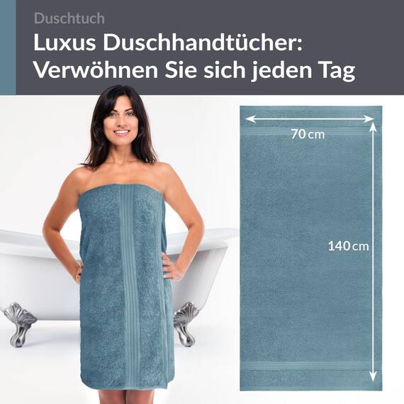 Lashuma Frottee Badetuch 70x140 cm, Linz Duschhandtuch groß Baumwolle Blau - Tauben
