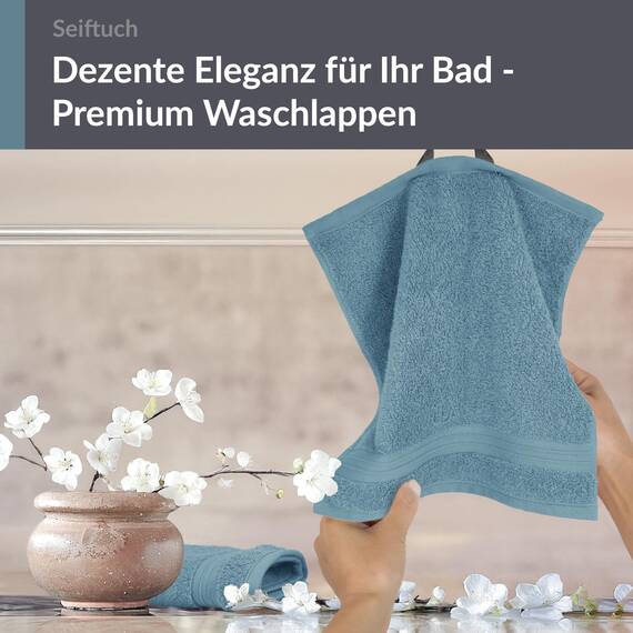 Lashuma 2er Handtuchset Blau - Taubenblau, Kleine Handtücher 30x30, Seiftücher Linz