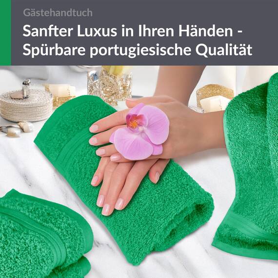 Lashuma 4er Handtuch Gästehandtuch Set 30x50 cm, Linz weiche Bad Gästetücher Grün - Forst