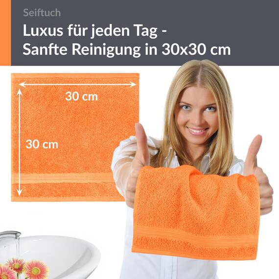 Lashuma Gästehandtücher Orange - Blut, Linz Handtuchset 2 teilig, Seiftücher 30x30