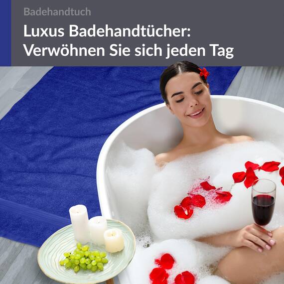 Lashuma Badetuch Herren groß Blau - Königsblau, Linz Reisen Strandtuch XXL 100x150 cm