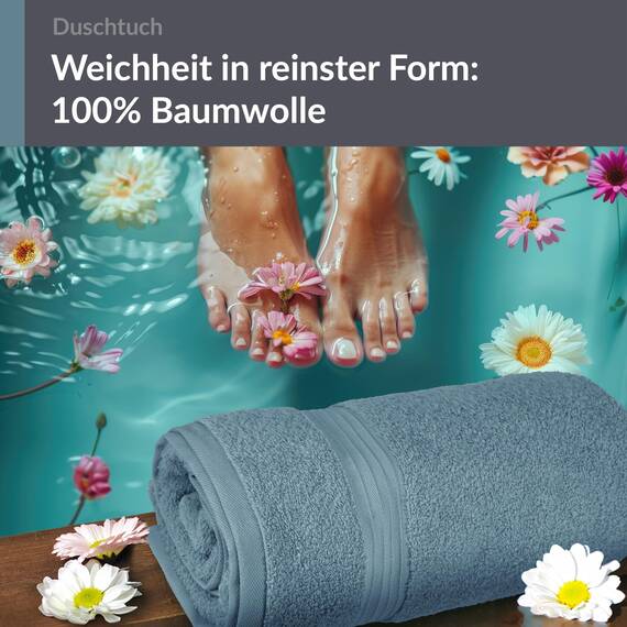 Lashuma Frottee Badetuch 70x140 cm, Linz Duschhandtuch groß Baumwolle Blau - Tauben