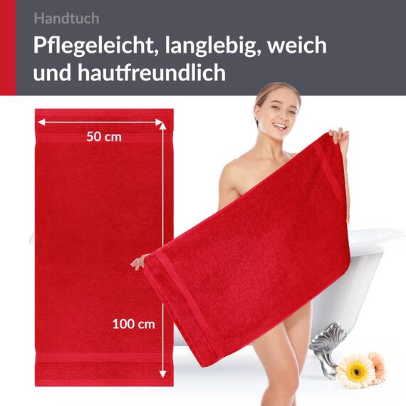 Lashuma Schulter Badehandtuch, 50x100 cm, Linz Liegenauflage Frottee Handtuch Rot - Scharlach