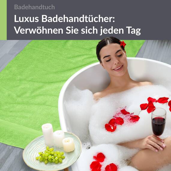 Lashuma großes Schulter Badehandtuch 100x150 cm, Linz Flauschiges Handtuch XXL Grün - Apfel