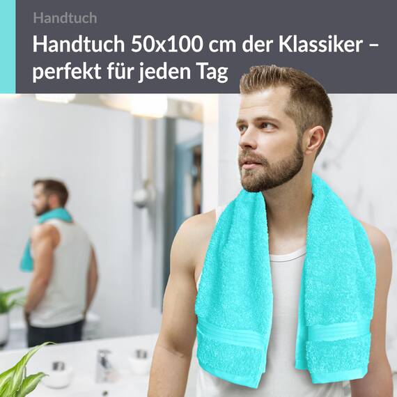 Lashuma Frottee Handtuch 50x100 cm Türkis, Linz Premium Gesichtshandtuch aus 100% Baumwolle