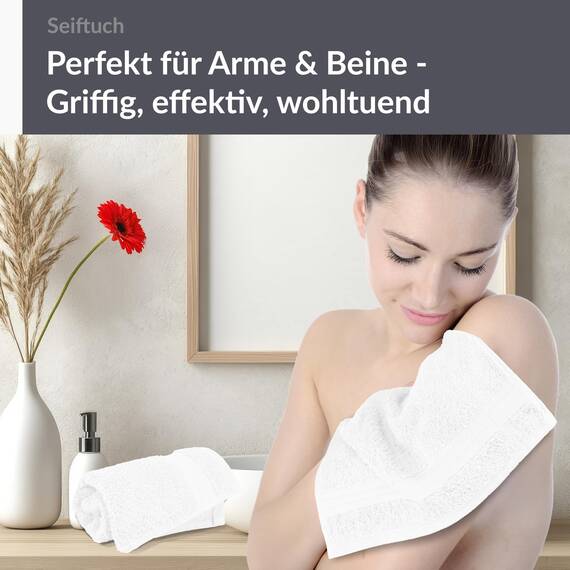 Lashuma Linz Handtücher Set Frottee, 2X Gästehandtücher Weiß - Rein, Seiftücher Premium 30x30 cm