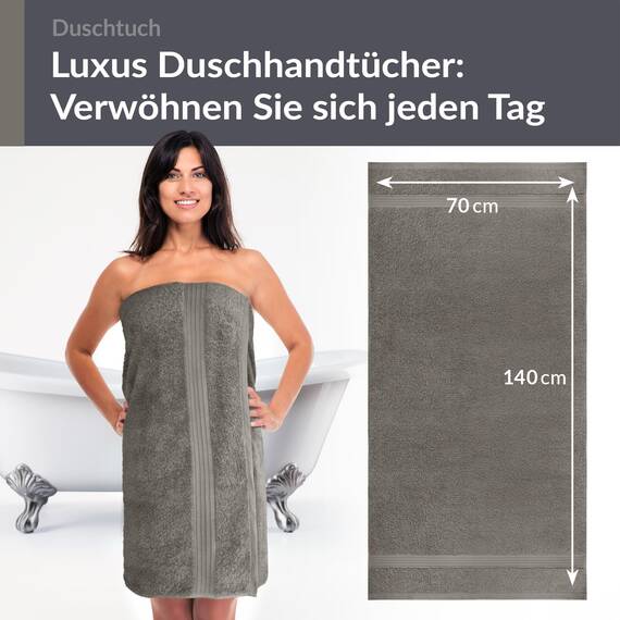 Lashuma Duschtuch Herren 70x140 cm Grau - Dunkel, Linz großes Badetuch für Männer Baumwolle