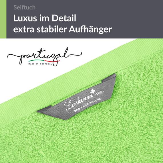 Lashuma 2er Set Waschlappen Apfelgrün, Gästehandtücher 30x30 cm, Linz kleine Handtücher