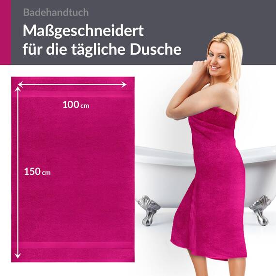 Lashuma Badehandtuch groß, Linz XXL Badetuch 100x150 cm Baumwolle, Damen Strandtuch Purpur
