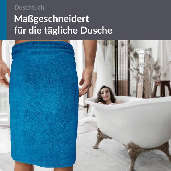 Lashuma 100% Baumwolle Duschtuch Blau - Petrol, Linz Premium Herren Badetuch 70x140 cm