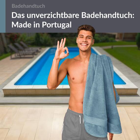 Lashuma großes Badetuch XXL Baumwolle Blau - Taubenblau, Linz Strandtuch für Liegen 100x150 cm