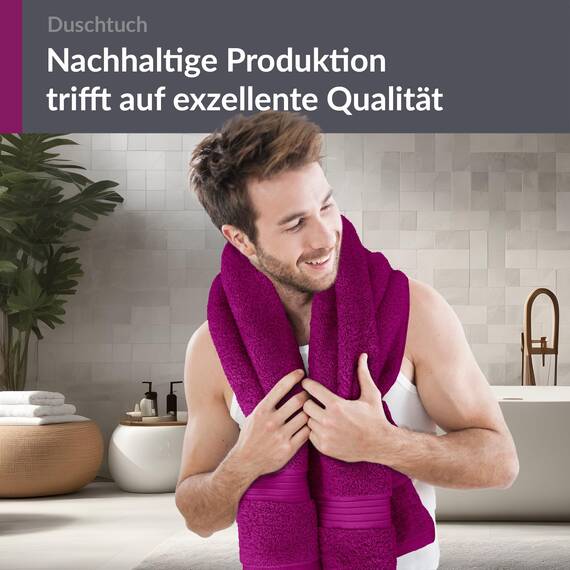 Lashuma Duschtuch Lila - Orchidee, Linz XXL Handtuch 70x140 cm, Badehandtuch Strand