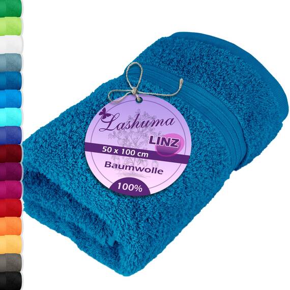 Lashuma Fitnesshandtuch klein Baumwolle, Linz Baumwollhandtuch 50x100 cm Blau - Petrol