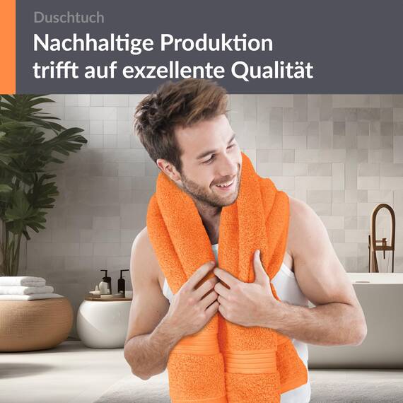 Lashuma Frottee Duschtuch 70x140 cm, Linz Fitness Handtuch Orange - Blut, Badetuch Urlaub