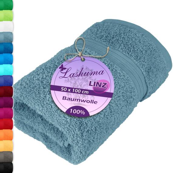 Lashuma saugstarkes Fitnesstuch 50x100 cm, Linz Duschhandtuch Blau - Taubenblau Baumwolle