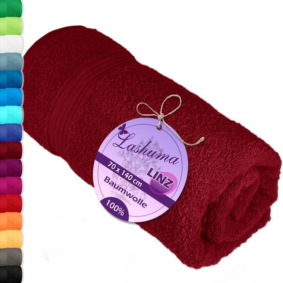 Lashuma Wellness Handtuch Dame 70x140 cm,Linz Liegetuch für Liegestuhl Rot - Rubin