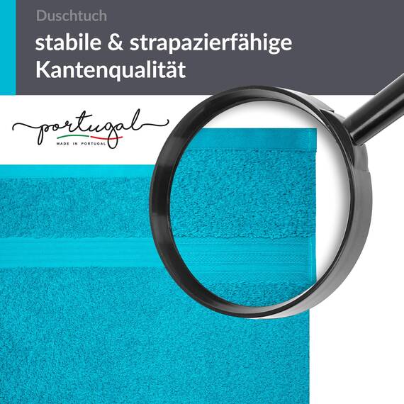 Lashuma Frottee Herren Duschtuch Blau - Aquamarin, Linz weiches & saugstarkes Badetuch 70x140 cm