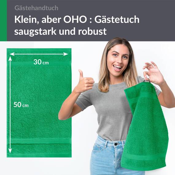 Lashuma 4er Handtuch Gästehandtuch Set 30x50 cm, Linz weiche Bad Gästetücher Grün - Forst