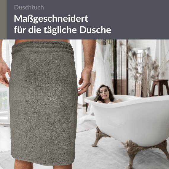 Lashuma Duschtuch Herren 70x140 cm Grau - Dunkel, Linz großes Badetuch für Männer Baumwolle
