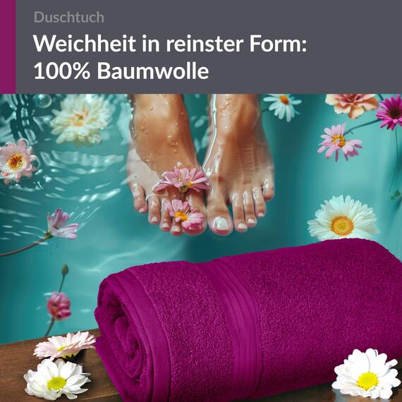 Lashuma Duschtuch Lila - Orchidee, Linz XXL Handtuch 70x140 cm, Badehandtuch Strand