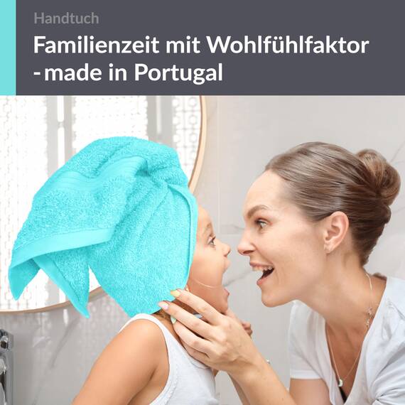 Lashuma Frottee Handtuch 50x100 cm Türkis, Linz Premium Gesichtshandtuch aus 100% Baumwolle
