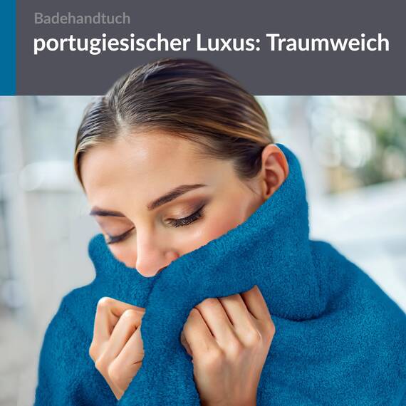 Lashuma Frottee Badetuch groß aus 100% Baumwolle, Linz XXL Duschtuch 100x150 cm Blau - Petrol