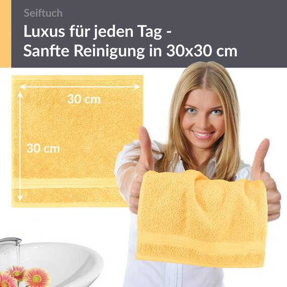 Lashuma Seiflappen 30x30 cm, 2er Waschtücher, Linz Waschlappen Farbe: Aprikosen - Gelb