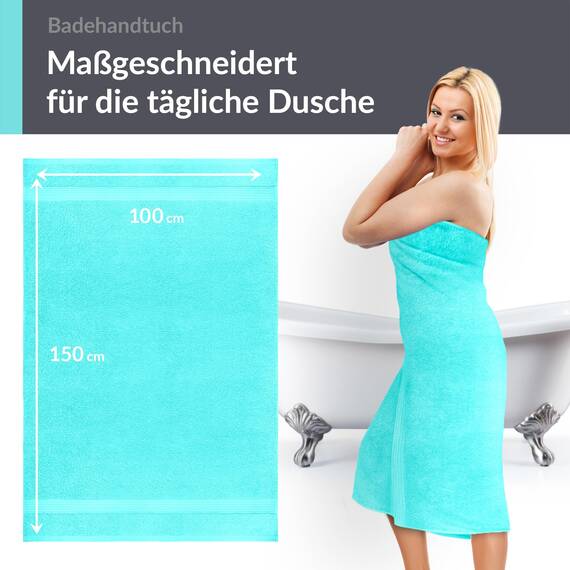Lashuma Premium Badetuch groß 100x150 cm, Linz Luxus Handtuch aus 100% Baumwolle Türkis, Strandlaken XXL