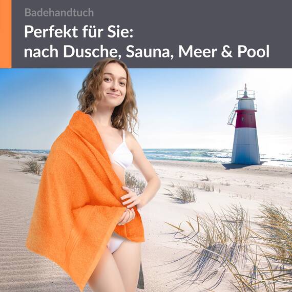 Lashuma XXL Badehandtuch 100x150 cm Orange - Blut, Linz sehr großes Badetuch Strand Dame