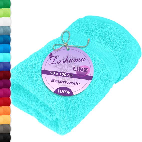Lashuma Frottee Handtuch 50x100 cm Türkis, Linz Premium Gesichtshandtuch aus 100% Baumwolle
