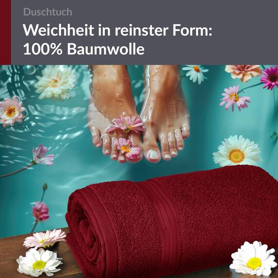 Lashuma Wellness Handtuch Dame 70x140 cm,Linz Liegetuch für Liegestuhl Rot - Rubin