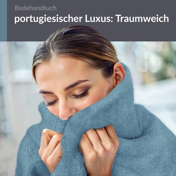 Lashuma großes Badetuch XXL Baumwolle Blau - Taubenblau, Linz Strandtuch für Liegen 100x150 cm