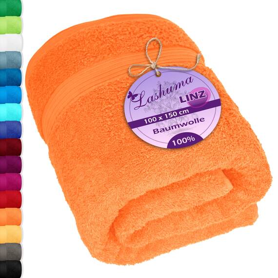 Lashuma XXL Badehandtuch 100x150 cm Orange - Blut, Linz sehr großes Badetuch Strand Dame