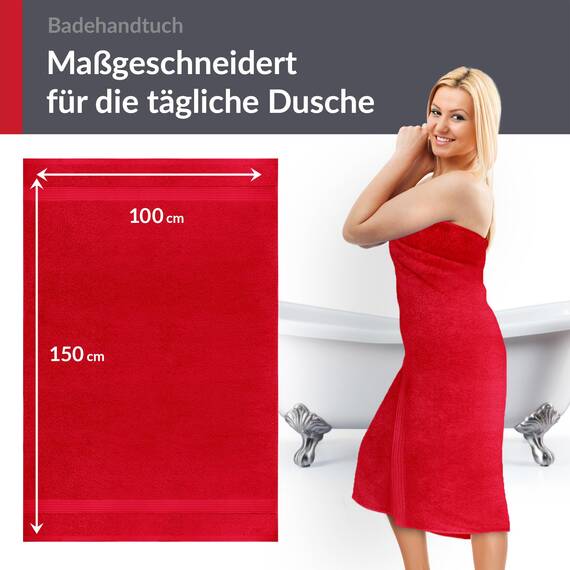 Lashuma sehr großes Badehandtuch Frauen, Linz Strandtuch XXL Badetuch 100x150 cm Rot - Scharlach