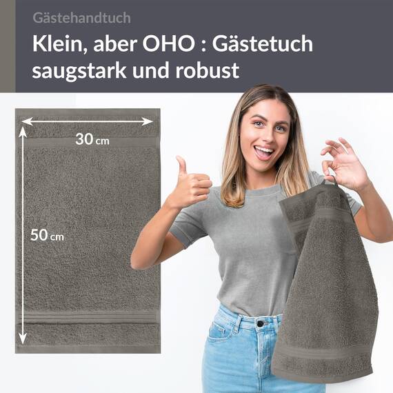 Lashuma 4 Stück Badezimmer Gästetuch Grau - Dunkel, Linz weiche Frotteetücher 30x50 cm