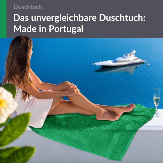 Lashuma Handtuch Frottee groß, Linz Flauschiges Duschtuch 70x140 cm, Badetuch Grün - Forst