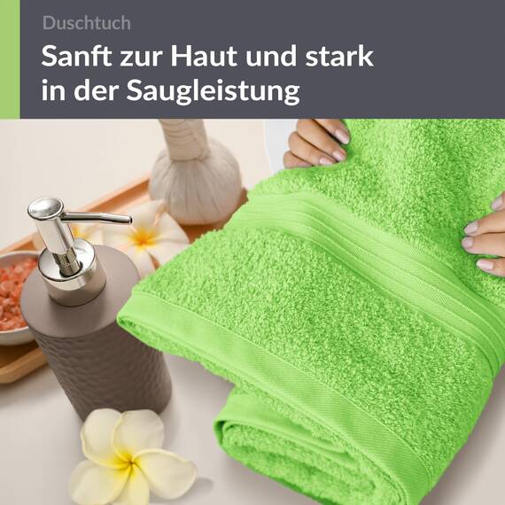 Lashuma Duschtuch 70x140 cm Apfelgrün, Linz Strandliegen Handtuch aus 100% Baumwolle, Badetuch für Strand