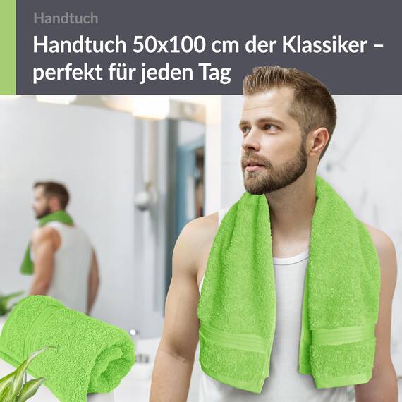 Lashuma Handtuchset Grün - Apfel, Linz 2X Gesichtshandtuch 50x100 cm, Frottee Handtücher