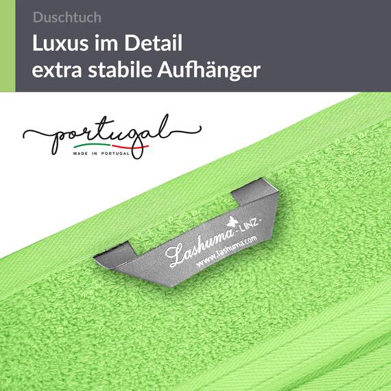 Lashuma Duschtuch 70x140 cm Apfelgrün, Linz Strandliegen Handtuch aus 100% Baumwolle, Badetuch für Strand