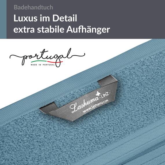 Lashuma großes Badetuch XXL Baumwolle Blau - Taubenblau, Linz Strandtuch für Liegen 100x150 cm