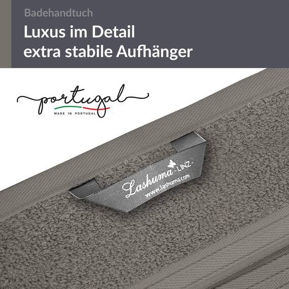 Lashuma Handtuch groß 100x150 cm, Linz XXL Strandtuch Grau - Dunkel, Badetuch Männer Frottee