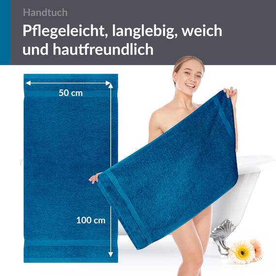 Lashuma Fitnesshandtuch klein Baumwolle, Linz Baumwollhandtuch 50x100 cm Blau - Petrol