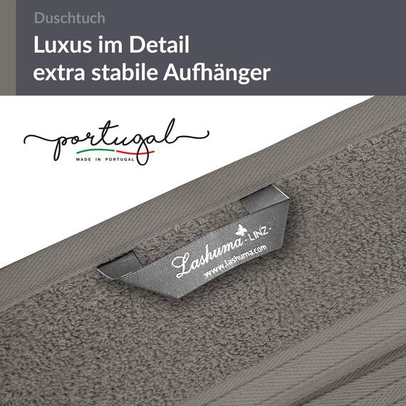 Lashuma Duschtuch Herren 70x140 cm Grau - Dunkel, Linz großes Badetuch für Männer Baumwolle